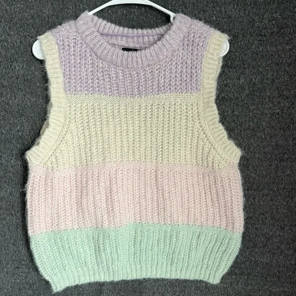 Vero Moda New Lilac and Cream Knit Vest Sweater Sz L - Picture 1 of 8